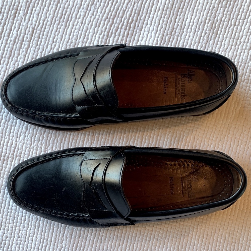 Allen Edmonds Black Leather Walden Slip-On Loafers